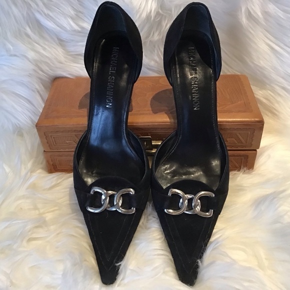 Michael Shannon black suede d’Orsay style “Burke”  2.5” heels. Size 8.5 medium - Picture 2 of 9